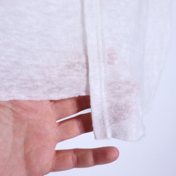 THE RANGE Linen Blend Crew Neck Tee White Asymmetrical Hem T-Shirt Women's S - Picture 7 of 12